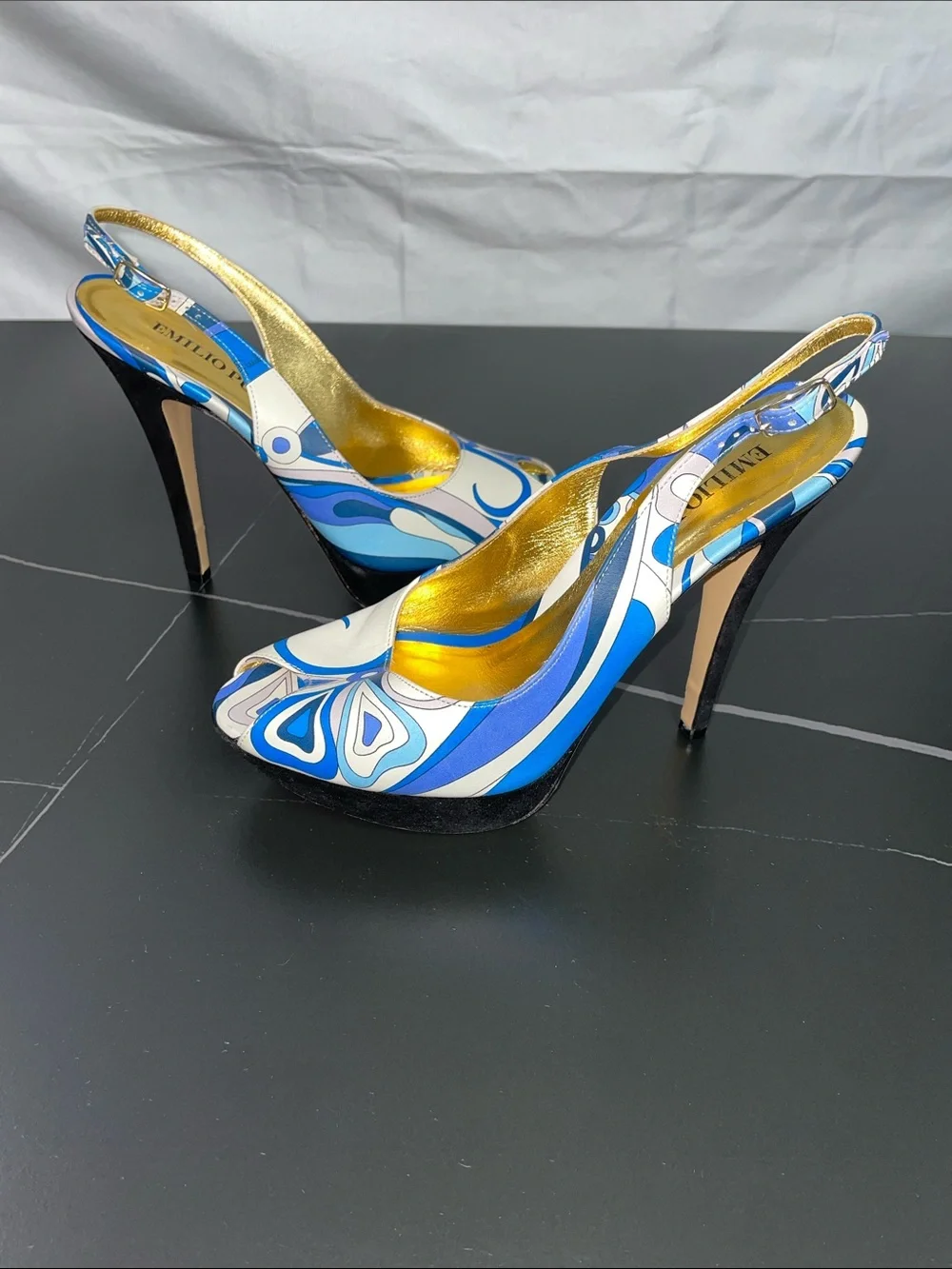 EMILIO PUCCI PEEP TOE SLINGBACK PUMPS FTL-08-195